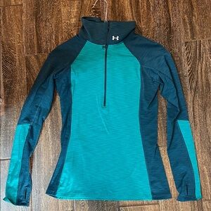 Under Armour Teal and Dark Blue Quarter Zip Top Cold Gear
